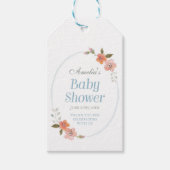 Dank u Blauw Baby shower met Delicate Bloemen Cadeaulabel (Voorkant)