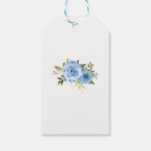 Dank u blauw bloemenbruiloft gunst label cadeaulabel (Achterkant)