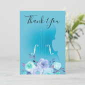 Dank u Blauw Boeket Viool Bedankkaart (Staand voorkant)