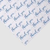 Dank u-blauw script typografie aangepaste witte ru tissuepapier (Detail)