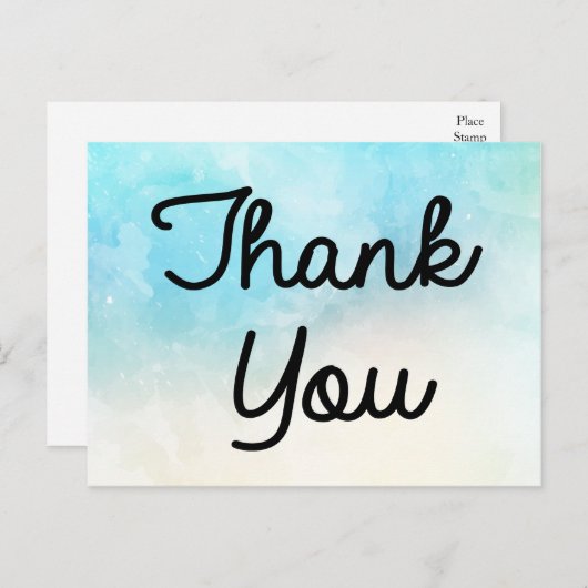 Dank u blauw, turquoise en Paarse Waterverf Briefkaart (Voorkant / Achterkant)