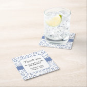 Dank u: Blauw/Wit 70ste Willekeurige Getal Patroon Kartonnen Onderzetters (Insitu)