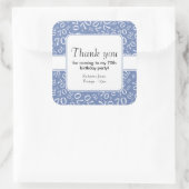 Dank u: Blauw/wit 70th Birthday Number Pattern Vierkante Sticker (Tas)