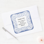 Dank u: Blauw/Wit Nummer 65 Patroon - Bracket Vierkante Sticker (Envelop)