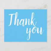 Dank u Blauw Wit Script Eenvoudig Briefkaart (Voorkant)