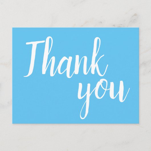 Dank u Blauw Wit Script Eenvoudig Briefkaart (Voorkant)
