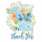 Dank u Blauwe bloemen Design Sticker (Voorkant)