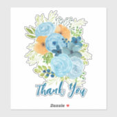 Dank u Blauwe bloemen Design Sticker (Vel)