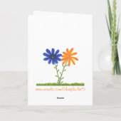 Dank u, blauwe en oranje bloemen, trouwkaarten bedankkaart (Achterkant)