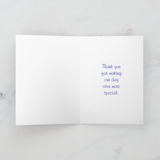 Dank u, blauwe en oranje bloemen, trouwkaarten bedankkaart (Binnen)