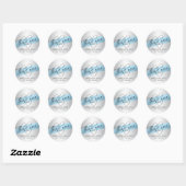 Dank u Blauwe Folie Diamant Hart Bruiloft Bruid Ronde Sticker (Vel)