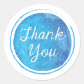 Dank u Blauwe Ronde Sticker (Voorkant)