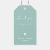 Dank u - Blauwgroen Groene Weddenschap Cadeaulabel (Achterkant)