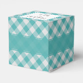 "Dank u" Blauwgroen/wit Gingham controleert patroo Bedankdoosjes (Achterkant)