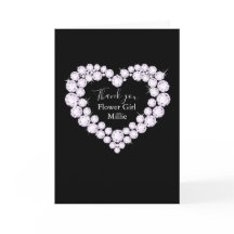 Dank u bloem meisje diamant hart kaart