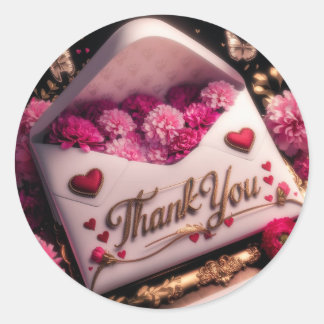 "Dank u" Bloemboeket Ronde Sticker