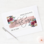 Dank u Bloemen Bourgondië Roos Gouden bruiloft bru Rechthoekige Sticker (Envelop)