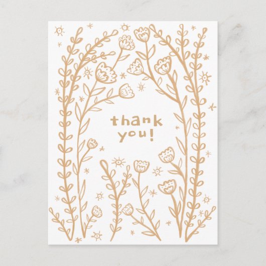 DANK U Bloemengrillige Schets Doodle Briefkaart (Voorkant)