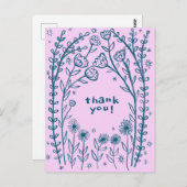 DANK U Bloemengrillige Schets Doodle Briefkaart (Voorkant / Achterkant)