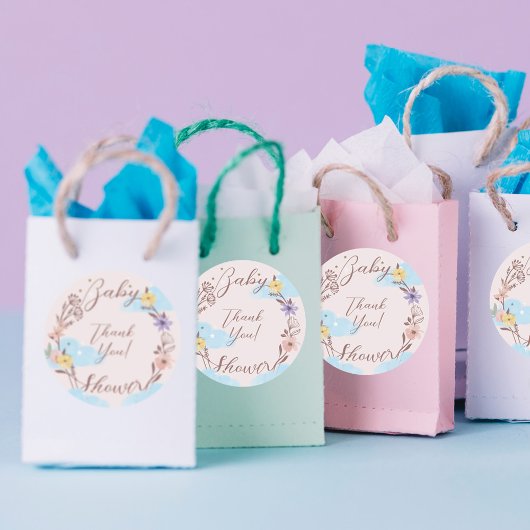 Dank u bloemenkrans Cloud & Stars Ronde Sticker