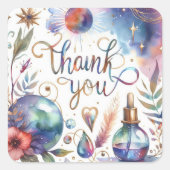 Dank u bloemenontwerp vierkante sticker (Voorkant)