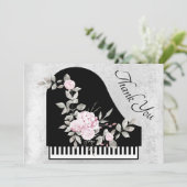 Dank u bloemenpiano decor bedankkaart (Staand voorkant)