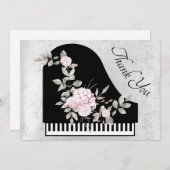 Dank u bloemenpiano decor bedankkaart (Voorkant / Achterkant)
