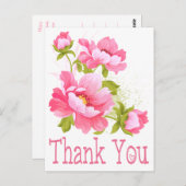 Dank u Bloemenroze pioenrozen Briefkaart (Voorkant / Achterkant)