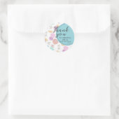 Dank u Bloemensterren Blauwgroen Blauw Baby shower Ronde Sticker (Tas)