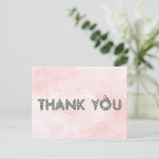 Dank u bloemige geschetste brieven briefkaart (Staand voorkant)