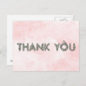 Dank u bloemige geschetste brieven briefkaart (Voorkant / Achterkant)