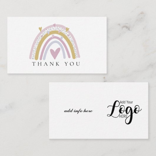 Dank u bloemistenkaart met regenboog notitiekaartje (Voorkant / Achterkant)