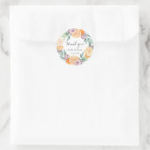 Dank u bloemkrans perzik bruiloft sticker (Tas)