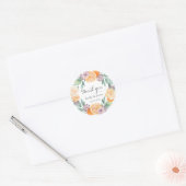 Dank u bloemkrans perzik bruiloft sticker (Envelop)