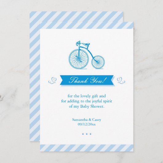 Dank u Blue Baby shower Kaart (Voorkant / Achterkant)