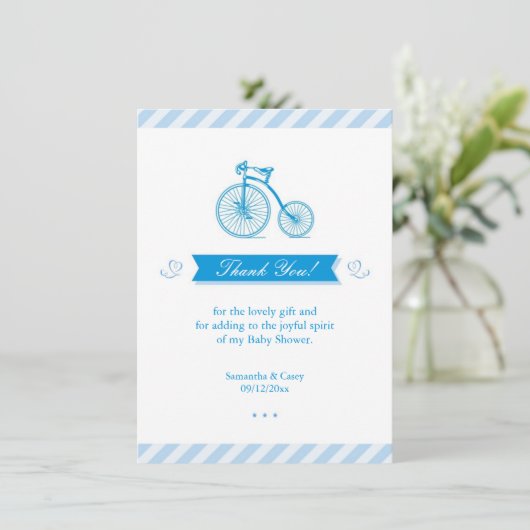 Dank u Blue Baby shower Kaart (Staand voorkant)