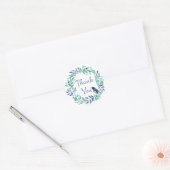 Dank u Blue Bird Waterverf Floral Leaf krans Ronde Sticker (Envelop)