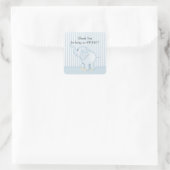 Dank u Blue Elephant Baby shower Square Sticker (Tas)