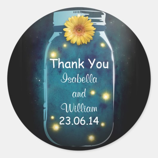 Dank u Blue Rustieke grillige Mason Jar stickers (Voorkant)