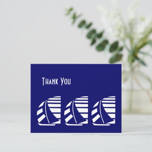 Dank u Blue White Racing Zeilboten Briefkaart (Staand voorkant)