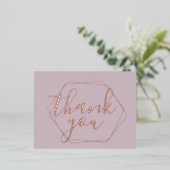 Dank u Blush Lijst Roze Folie Gedrukte Kaart (Staand Voorkant)
