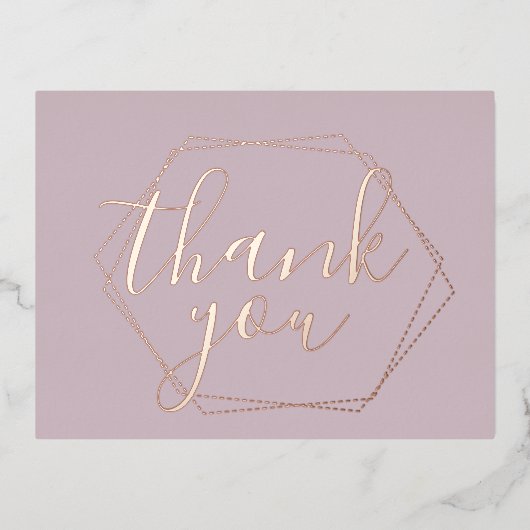 Dank u Blush Lijst Roze Folie Gedrukte Kaart (Voorkant)