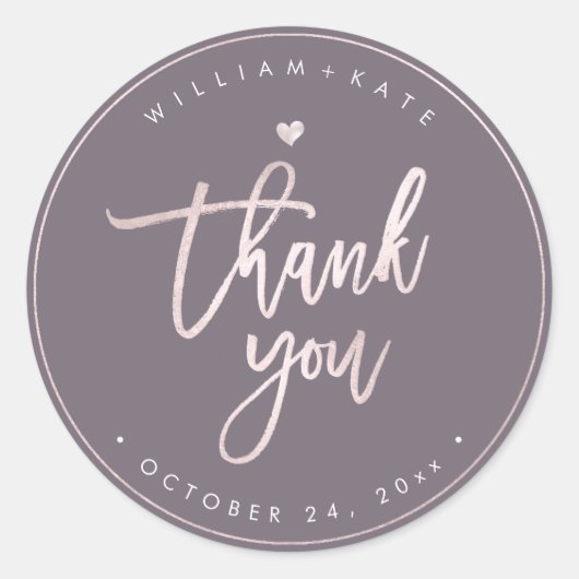 Dank u, Blush Modern Script DIY Achtergrond Ronde Sticker (Voorkant)
