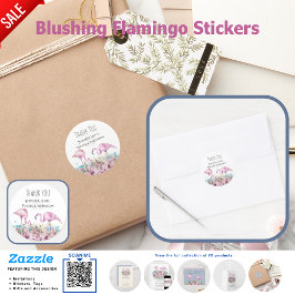 DANK U Blushing Flamingo Tropical Beach Bruiloft Ronde Sticker