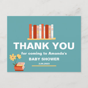 Dank u Boeken en Bloem Baby shower Briefkaart