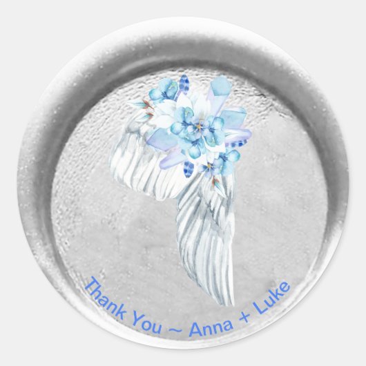 *~* DANK U Boho Angel Wing Faux Wax Seal Ronde Sticker (Voorkant)