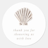 Dank u Boho Beach Shell Baby shower Ronde Sticker (Voorkant)