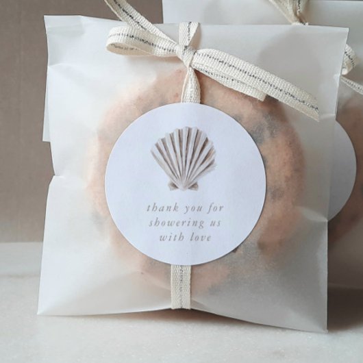 Dank u Boho Beach Shell Baby shower Ronde Sticker