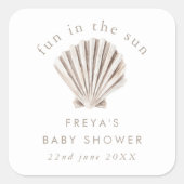 Dank u Boho Beach Shell Baby shower Vierkante Sticker (Voorkant)