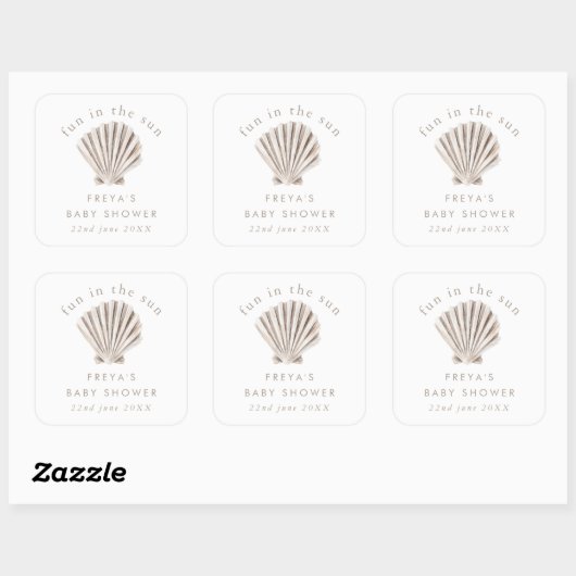 Dank u Boho Beach Shell Baby shower Vierkante Sticker (Vel)